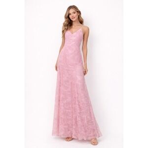 Dress The Population Maxi Pink Lace Gown S Formal Bridesmaid Prom Homecoming